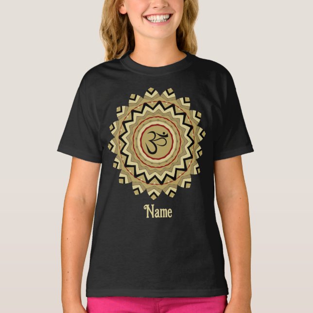 Spiritueller Mandala Yoga Om Symbol Retro angepass T-Shirt (Vorderseite)
