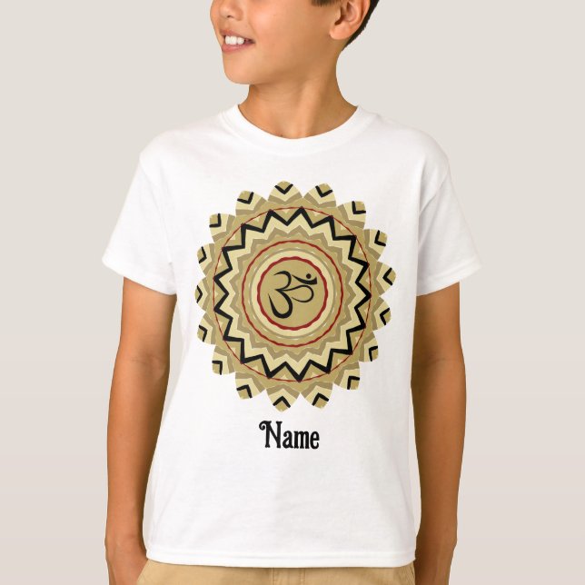 Spiritueller Mandala Yoga Om Symbol Retro angepass T-Shirt (Vorderseite)