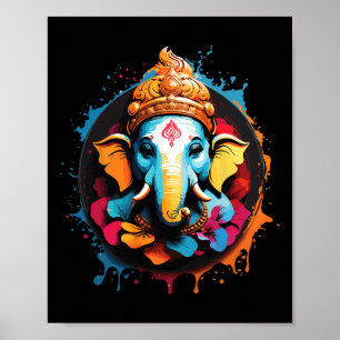 Spirituelles Hindu-Ganesh-Retro-Diwali-Fest-Yoga Poster