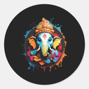 Spirituelles Hindu-Ganesh-Retro-Diwali-Fest-Yoga Runder Aufkleber