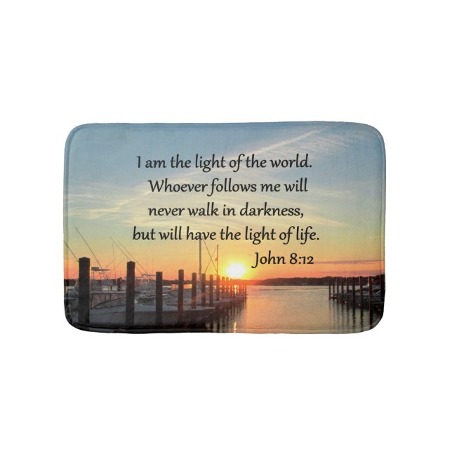 SPIRITUELLES JOHN 8;12-SCRIPTURE-DESIGN BADEMATTE (Vorderseite)
