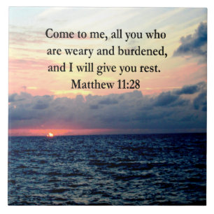 SPIRITUELLES MATTHEW 11:28 SONNENSCHREIBEN FOTO FLIESE