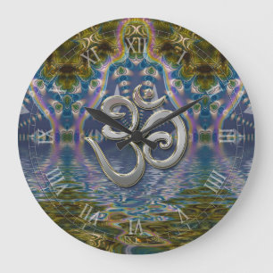 Spirituelles Om-Fraktal-Chakra Große Wanduhr