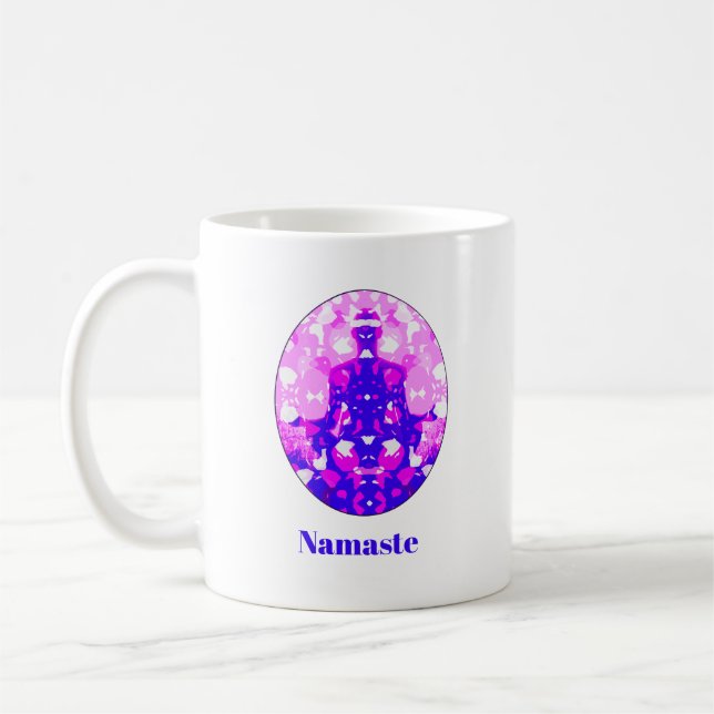 Spirituelles Rosa Sitzen Yoga Pose Namaste Kaffeetasse (Links)