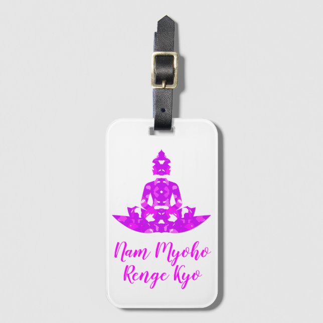 Spirituelles Rosa und Weiße Symmetrie Lotus Yoga Gepäckanhänger (Vorderseite Vertikal)