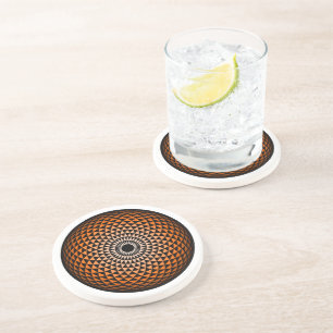 Spirituelles Schwarzes Orange Mandala Geometrisch  Getränkeuntersetzer