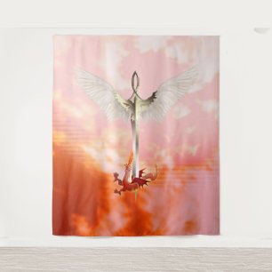 Spirituelles Schwert & Dragon Wandteppich