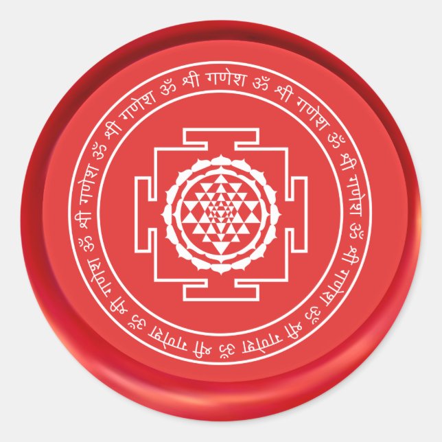 Spirituelles Shree Yantra Sign Wax Siegel Runder Aufkleber (Vorderseite)