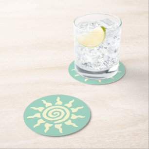 Spirituelles Sonnensymbol - Spirale der Energie 9 Runder Pappuntersetzer