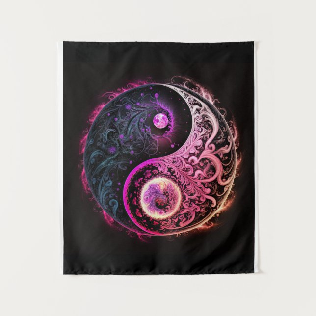 Spirituelles Yin und Yang Oriental Chinesisches Sy Wandteppich (Vorderseite)