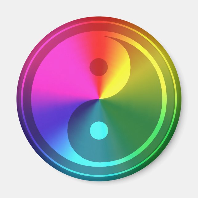 Spirituelles Yin Yang - Regenbogendesign Magnet (Vorne)