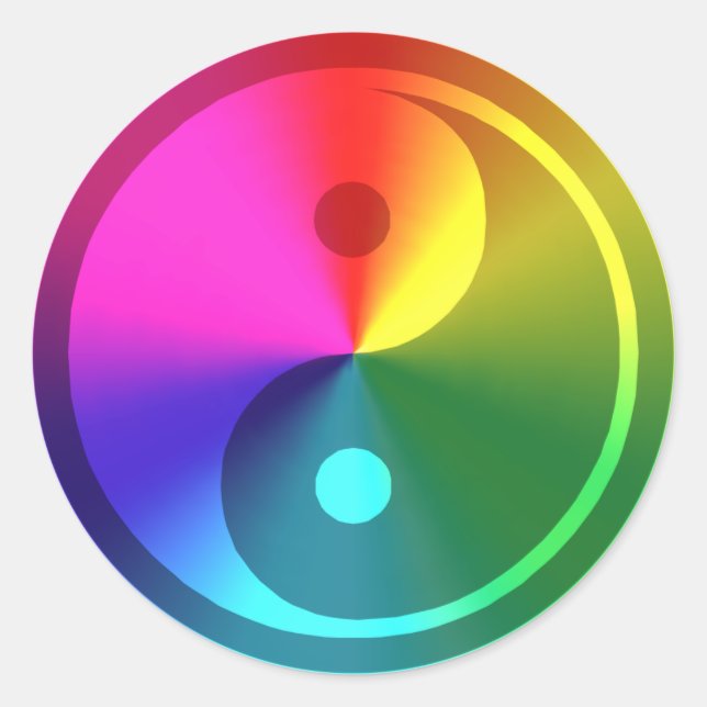 Spirituelles Yin Yang - Regenbogendesign Runder Aufkleber (Vorderseite)