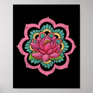Spirituelles Yoga Boho Blüten Pilates Lotus M Poster