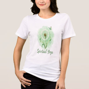 Spirituelles Yoga Löwenzahn – Minimalistisches Grü Tri-Blend Shirt