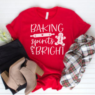 Spirituosen backen Helle Moderne Rote Frauen Weihn T-Shirt