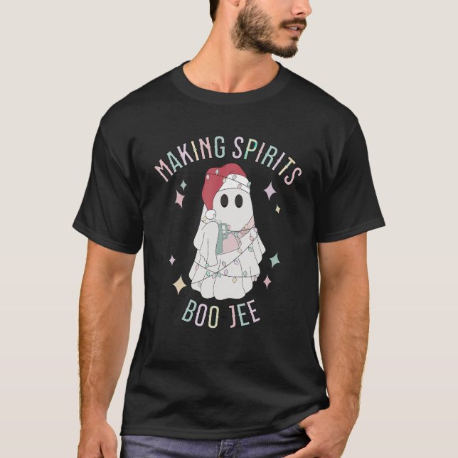 Spirituosen Boojee Ghost Holding Tumbler Drinki T-Shirt (Vorderseite)