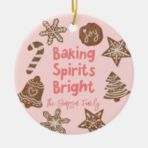 Spirituosen Bright Holiday Cookies Pink Keramik Ornament