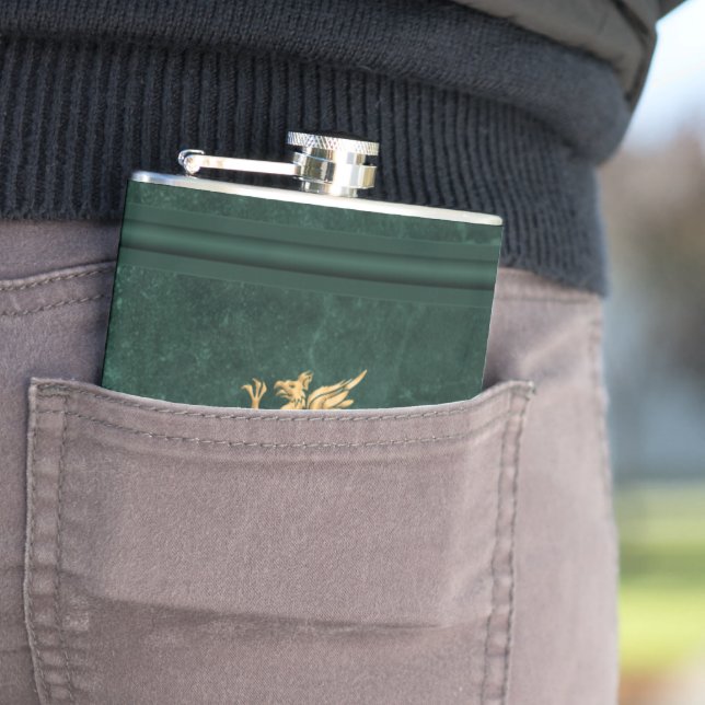 Spirituosen & Getränkeflaschen - Grün & Gold Flachmann (Beispiel)