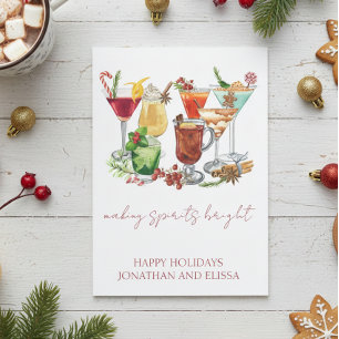 Spirituosen Glanz Weihnachts Cocktail machen Feiertagskarte