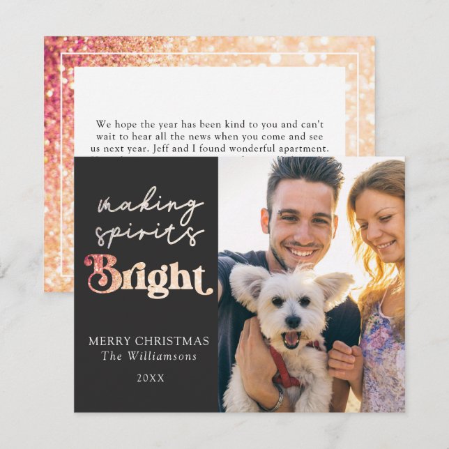 Spirituosen hellen Foto Weihnachten Mitteilungskarte (Vorne/Hinten)