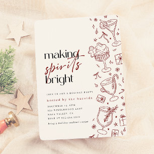 Spirituosen machen Bright Doodle Weihnachts-Party Einladung
