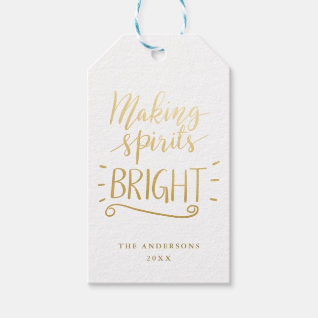 Spirituosen machen Bright Gold Script modern Geschenkanhänger (Vorderseite)