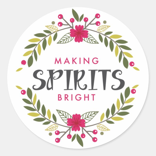 Spirituosen machen Bright Wreath Holiday Sticker (Vorderseite)