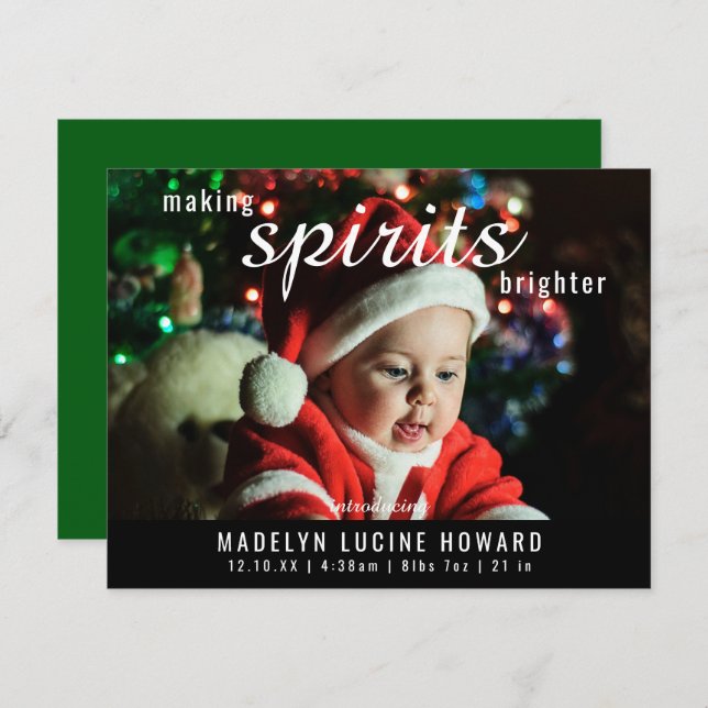 Spirituosen machen Gläseres Weihnachtsgeburt Foto Feiertagskarte (Vorne/Hinten)