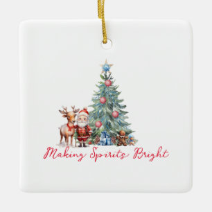 Spirituosen mit dem Niedlichen Weihnachtsmann hell Keramikornament