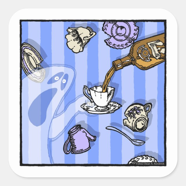 Spirituosen - Pop Goth Nightmare Surreal Cartoon Quadratischer Aufkleber (Vorderseite)