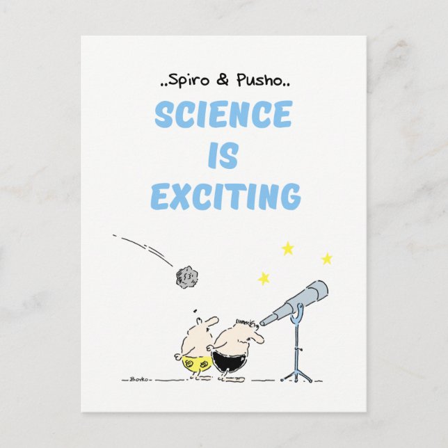 Spiro & Pusho Science Quotes Postcard Postkarte (Vorderseite)