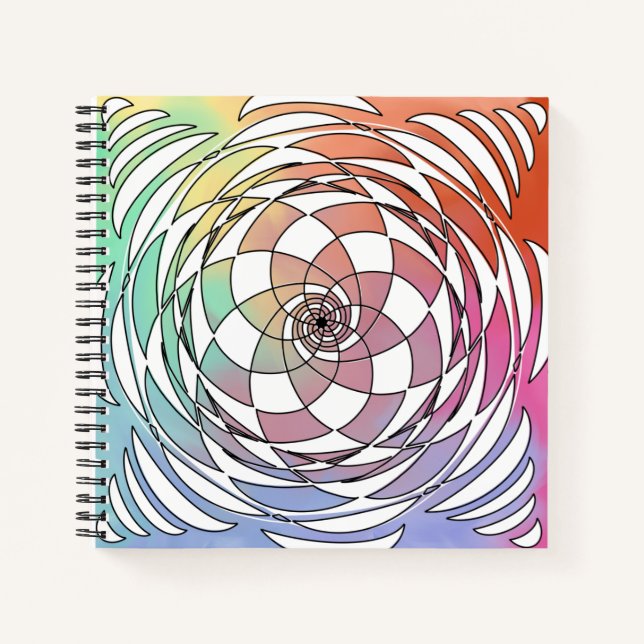 Spirograph Mandala Square Sketchbook Notizbuch (Vorderseite)