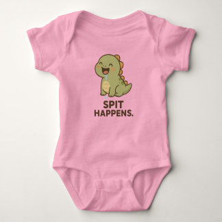 Spit Happens - Funny Baby Dinosaur Design Strampler