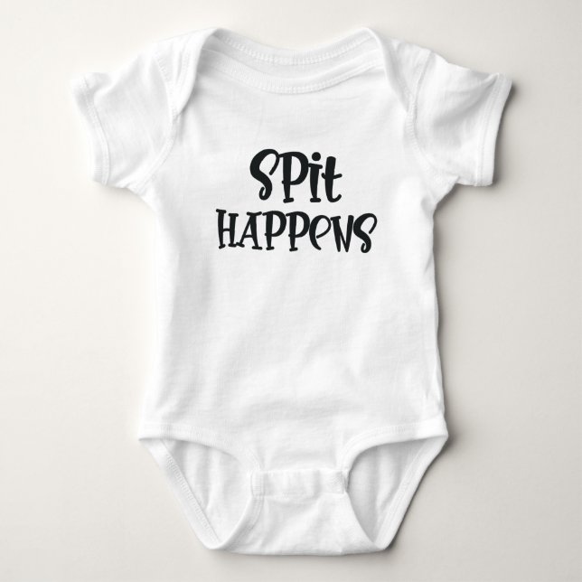 Spit Happens Funny Niedlich Baby Strampler (Vorderseite)