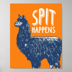 Spit Happens Llama   Poster Art Print 8x10