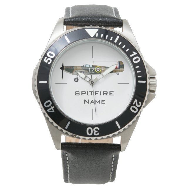 SPITFER | WWII-Flugzeugdarstellung Armbanduhr (Vorderseite)