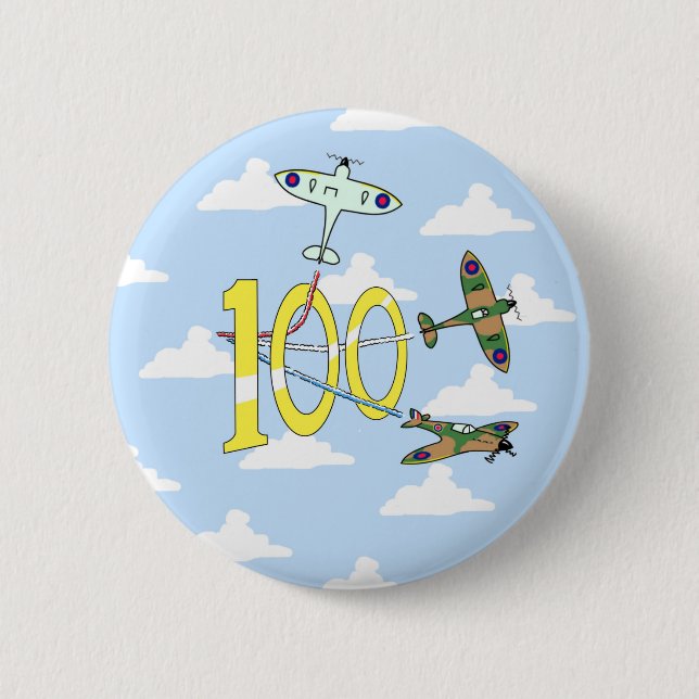 Spitfire 100. Geburtstag (Blue Sky) Button (Vorderseite)