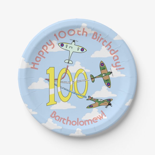 Spitfire 100th Blue Sky Paper Plate Pappteller (Vorderseite)