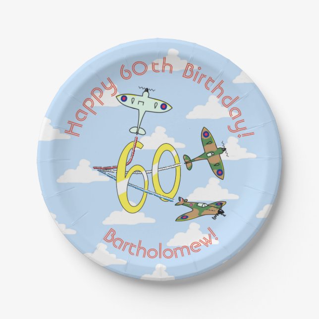 Spitfire 60th Blue Sky Paper Plate Pappteller (Vorderseite)