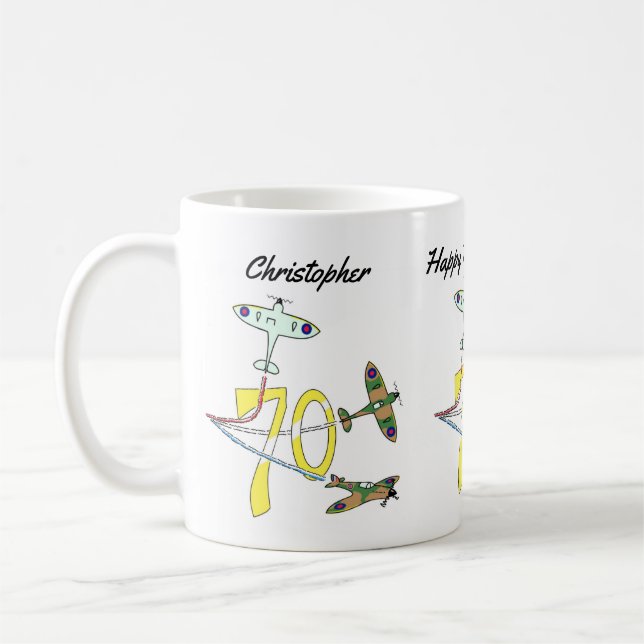 Spitfire 70. Geburtstag Kaffee Tasse (Links)