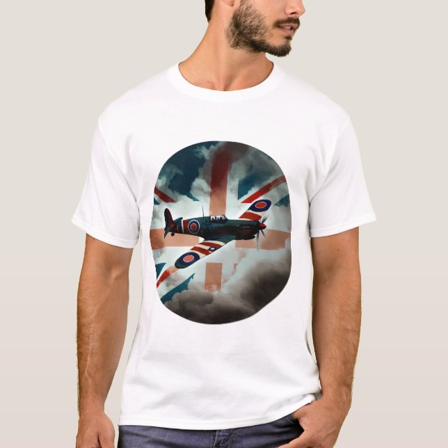 Spitfire Airplane Fighter Flugzeug England T-Shirt (Vorderseite)