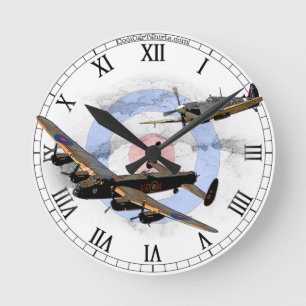 Spitfire and Lancaster Runde Wanduhr