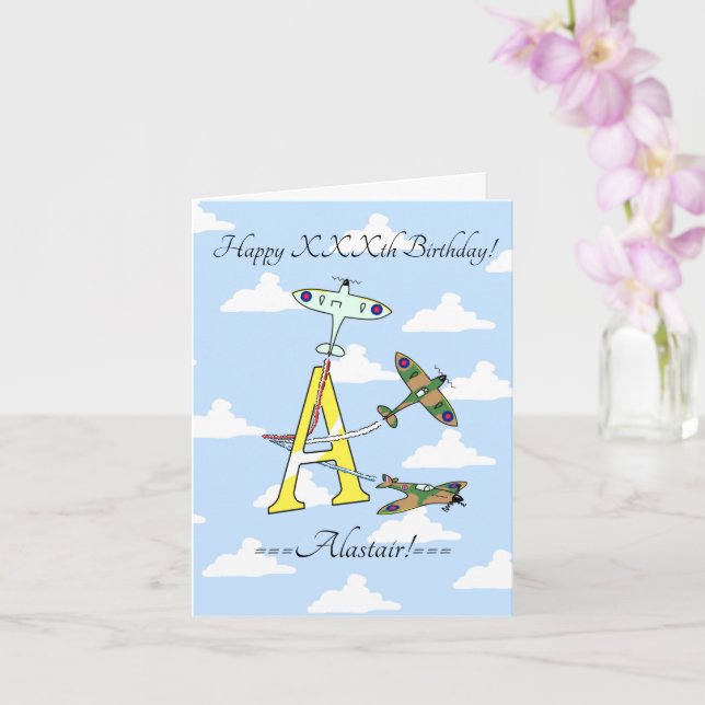 Spitfire Blue Sky A Birthday Card Karte (Orchidee)