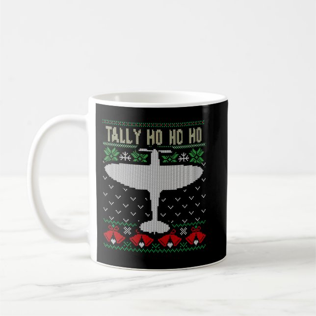 Spitfire Christmas Ugly Jumper Style Airplane Airp Kaffeetasse (Links)