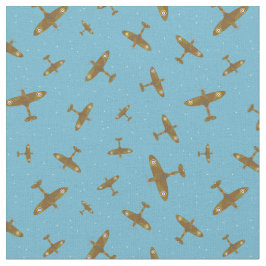 Spitfire-Flugzeugmuster auf hellblau Stoff