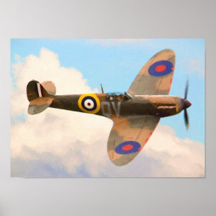 Spitfire in den Wolken Poster