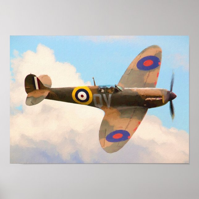 Spitfire in den Wolken Poster (Vorne)