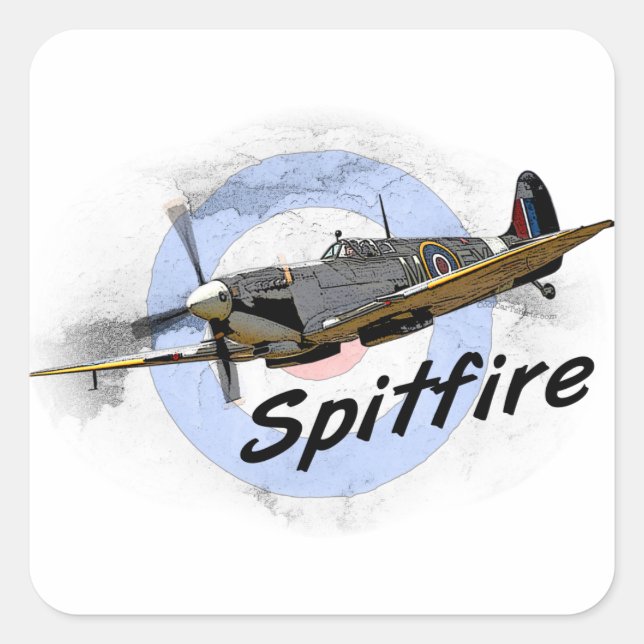 Spitfire Quadratischer Aufkleber (Vorderseite)