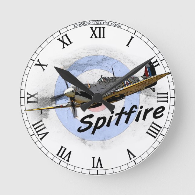 Spitfire Runde Wanduhr (Vorderseite)