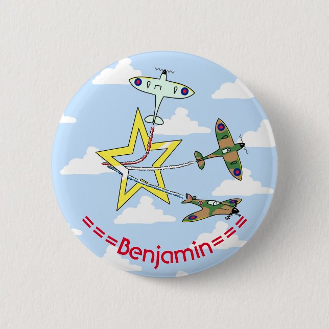 Spitfire Star Blue Sky 6 Cm Round Abzeichen Button (Vorderseite)